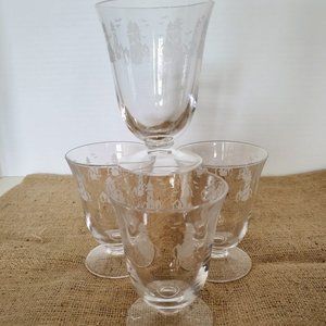 Lenox Etched Lighthouse Sherbet/Parfait Footed Glasses - SET OF 4